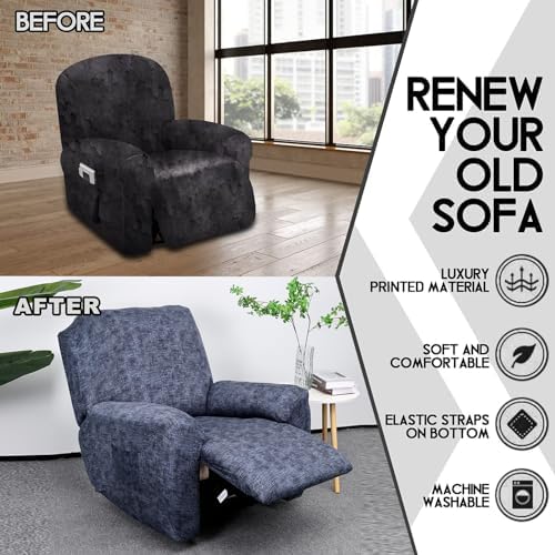 CRFATOP Stretch Recliner Cover 4-Piece for 1 Seat Recliner Chair