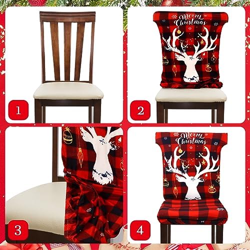 Preboun 6 Pcs Dining Chair Covers with Christmas Designs