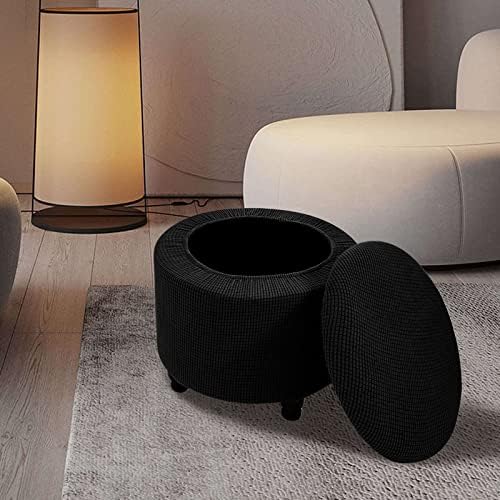 JHLD Stretch Ottoman Cover Round 2 Piece Plaid Slipcover