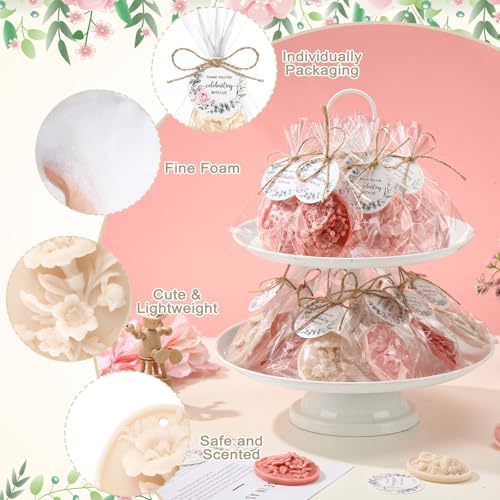 Demissle 20 Pcs Baby Shower Soap Favors Wildflowers Set with Greeting Card