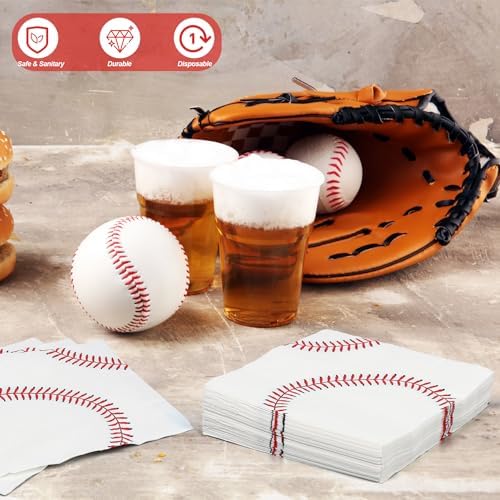 Aodaer 48 Piece Baseball Napkins for Sports Parties