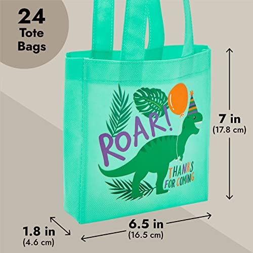 Blue Panda 24-Pack Dinosaur Tote Bags with Handles 1