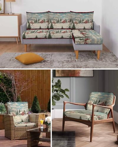 Christmas Sofa Cushion Covers Removable and Stretchable Sectional Slipcovers