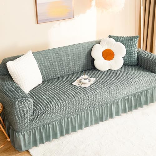 Guaber Plaids Seersuckers Sofa Cover Green