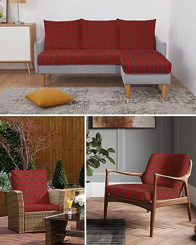 Red Green Checkered Sofa Cushion Covers Stretchy Elastic Slipcovers for Pets 2Pcs