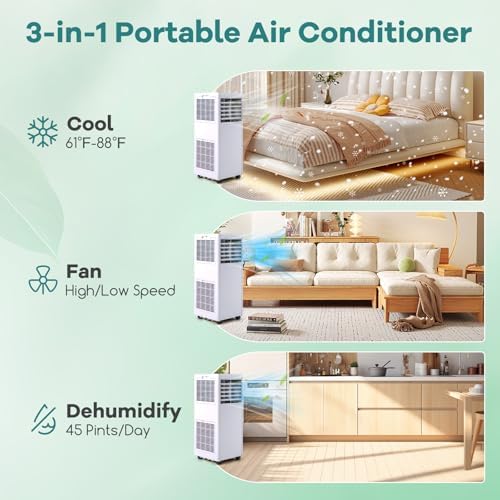 DORTALA 8000 BTU Portable AC Unit with Cool Fan Dehumidifier