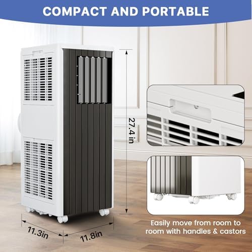 GarveeTech 8000 BTU Portable AC with Dehumidifier and Fan Black