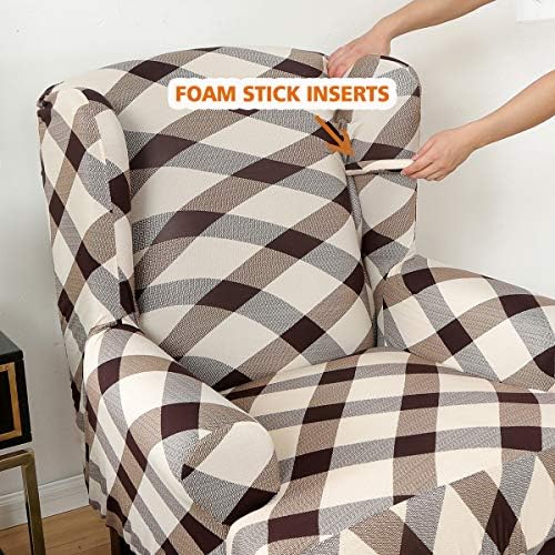 Wingback Chair Cover 2 Piece Durable Soft Slipcover for Armchair