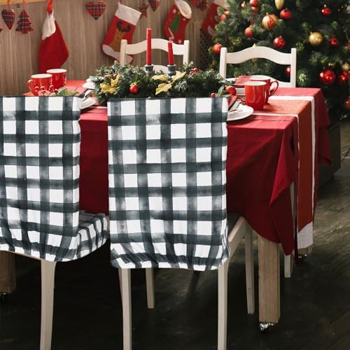 4 Pcs Christmas Dining Chair Covers with Snowman and Tree Designs