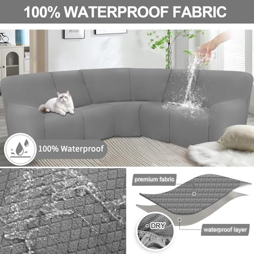 ALIECOM Waterproof Recliner Sofa Covers for L Shaped Sectional Couch 5 Seat