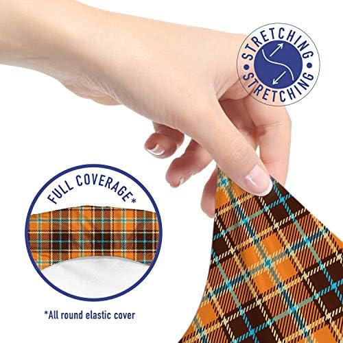 Ambesonne Brown Plaid Office Chair Slipcover Set
