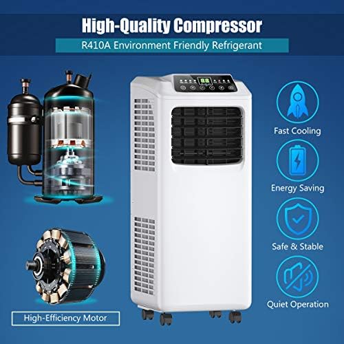 COSTWAY 8000 BTU Portable Air Conditioner with Dehumidifier Function and Remote Control