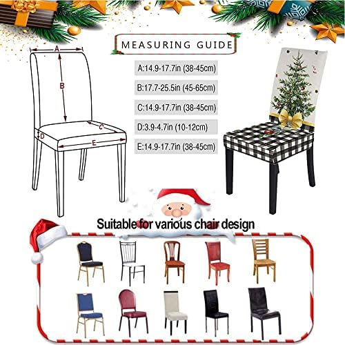 LIPOR 6 Pack Christmas Dining Chair Covers with Buffalo Plaid Print