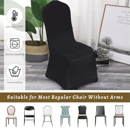 10 Pcs Black Washable Removable Chair Covers for Weddings and Banquets
