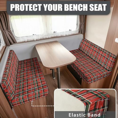 Red Plaid Stripe RV Sofa Cushion Covers