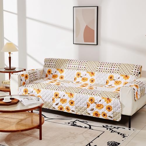 EVENHUG Reversible Floral Sofa Slipcover with Elastic Straps