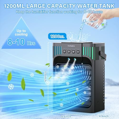 4-in-1 Portable Air Conditioner with Remote and 7 LED Light