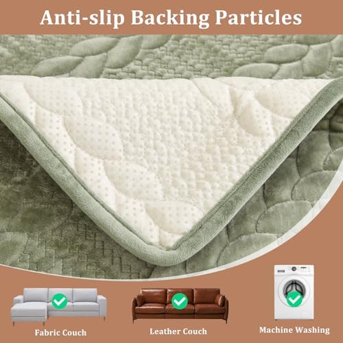 TEWENE Velvet Sofa Covers for Dogs Sage Green 36x36 Inch