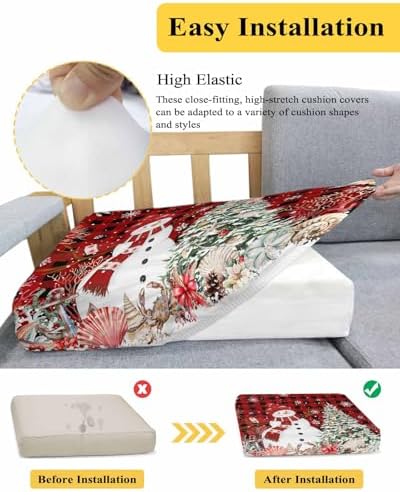 Red Black Christmas Coastal Sofa Cushion Covers