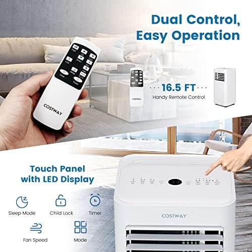 COSTWAY 10000 BTU Portable Air Conditioner with Cool Fan Dehumidifier Sleep Mode