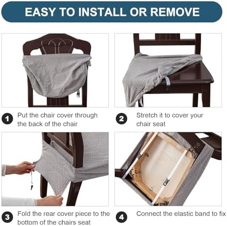 Removable Washable Dining Chair Seat Covers Set of 4