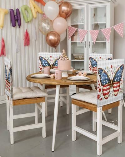 Patriotic USA Dining Chair Back Covers Set of 4