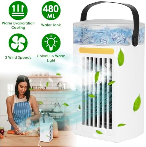 KOCASO USB Portable Air Conditioner Fan with Cooling and Nightlight