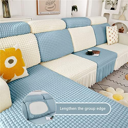 CAMZ Stretch Chaise Cushion Covers for L Shape Sofa 3Pcs