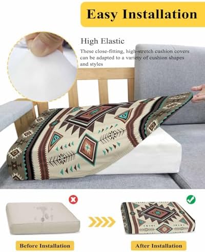 Native American Western Sofa Cushion Covers - Washable and Stretchable