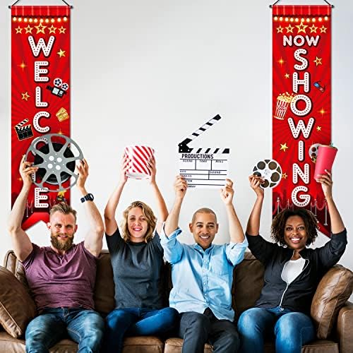 Movie Night Porch Sign Banner with Welcome and Now Showing