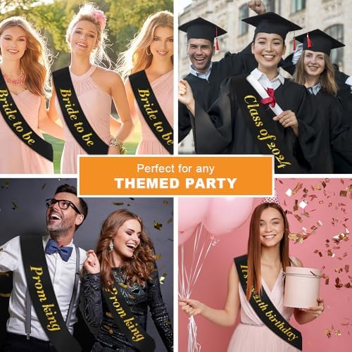 12 Pcs Black Satin Sash for Prom and Parties