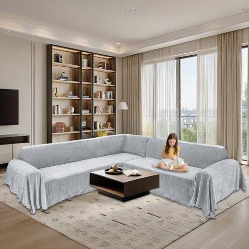 100 Waterproof Sectional Couch Cover L Shape with Tassel