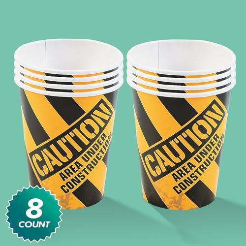 Home Hoopla Construction Party Caution Beverage Cups 8 Count