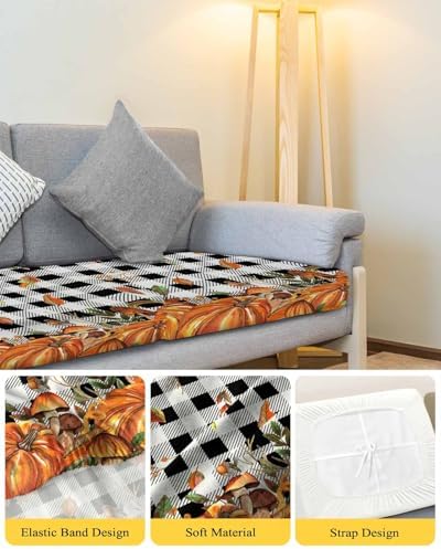 Orange Fall Pumpkin Sofa Cushion Covers Washable Removable Stretchable
