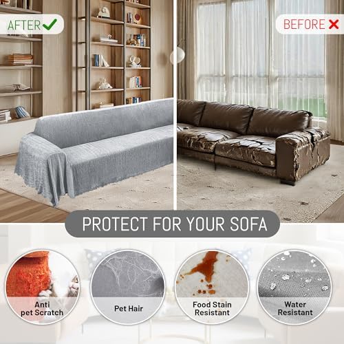 100 Waterproof Sectional Couch Cover L Shape with Tassel
