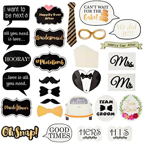 72 Pieces Wedding Photo Booth Props with Stickers and Sticks
