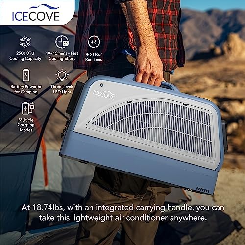 IceCove Portable AC with Solar Panel and Battery 2500BTU