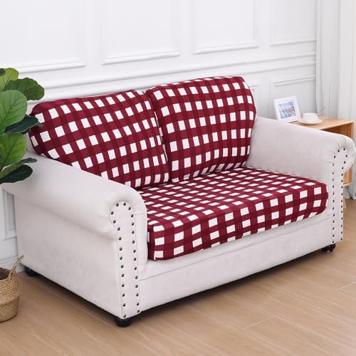 Hyha Red White Plaid Sofa Slipcover Cushion Covers