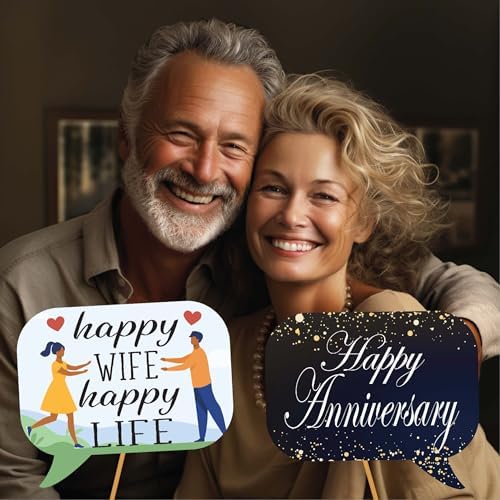Anniversary Photo Booth Props - 41-Piece Kit for Wedding and Party
