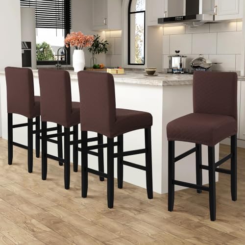 Fuloon Waterproof Bar Stool Covers 4 PCS Chocolate