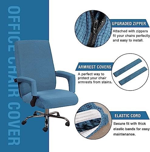 HVERSAILTEX Dusty Blue Stretch Chair Cover 1