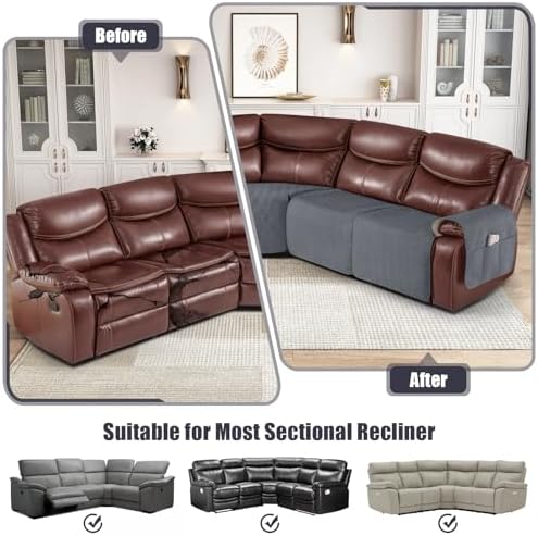 KinCam Waterproof Sectional Couch Covers for L Shape Recliner Sofa