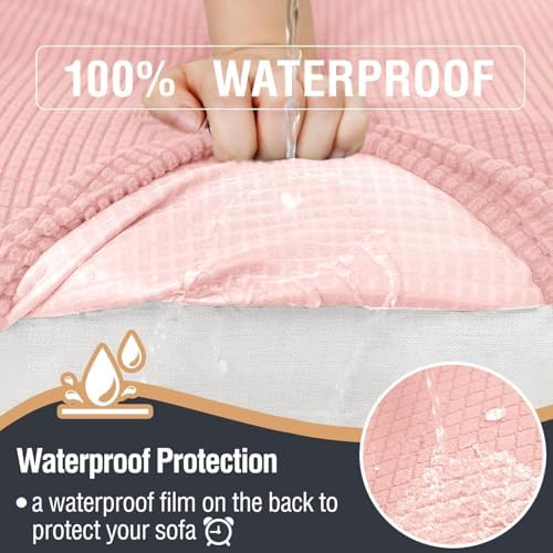 ALIECOM Pink Corner Sectional Sofa Covers 11 Piece 100 Waterproof