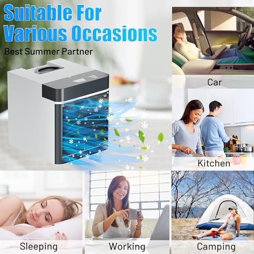 Portable Air Conditioner Fan with 2 Ice Packs