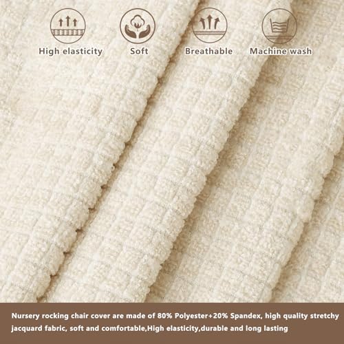 Nursery Rocking Chair Cover with Non-Slip Elastic Beige