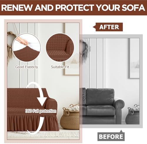 2 Pcs Sofa Slipcover Set with Skirt for Couch and Arm Chair
