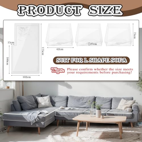 Barydat 4 Pcs PVC Sofa Slipcover Covers L Shape Pet Proof