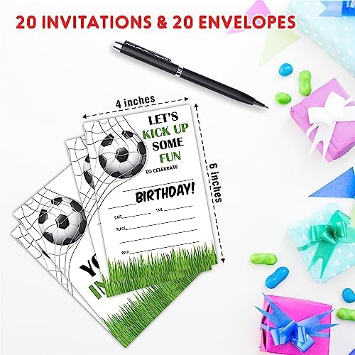 AWSICE Soccer Birthday Invitations 20-Pack