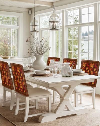 4 Pack Dining Chair Back Covers with Removable Slipcovers