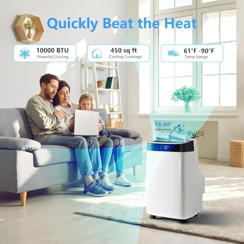 10000 BTU Portable AC with Remote Control and Dehumidifier